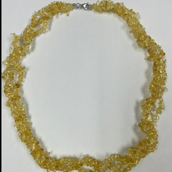 Pearlz Gallery Citrine Chips 3 Row Twisted Necklace - Necklaces & Pendants - British D'sire