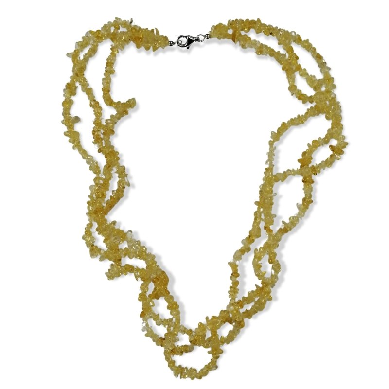 Pearlz Gallery Citrine Chips 3 Row Twisted Necklace - Necklaces & Pendants - British D'sire