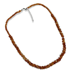 Pearlz Gallery Ladies Sterling Silver Carnelian Twisted Round Bead Necklace - Necklaces & Pendants - British D'sire