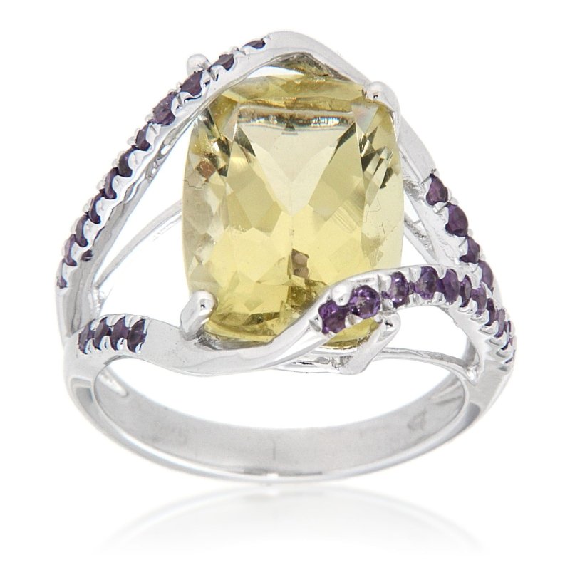 Pearlz Gallery Lemon Quartz and Amethyst Sterling Silver Fashion Ring - Rings - British D'sire