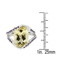 Pearlz Gallery Lemon Quartz and Amethyst Sterling Silver Fashion Ring - Rings - British D'sire