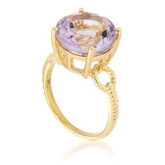 Pearlz Gallery Rose de France Amethyst Gold Plated Solitaire Ring - Rings - British D'sire