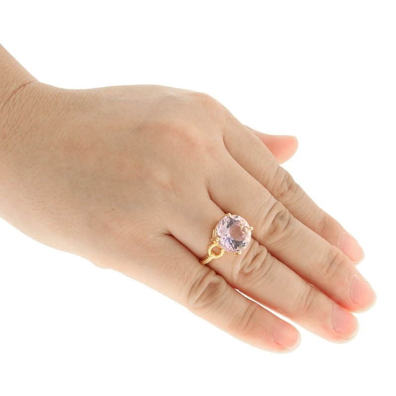 Pearlz Gallery Rose de France Amethyst Gold Plated Solitaire Ring - Rings - British D'sire