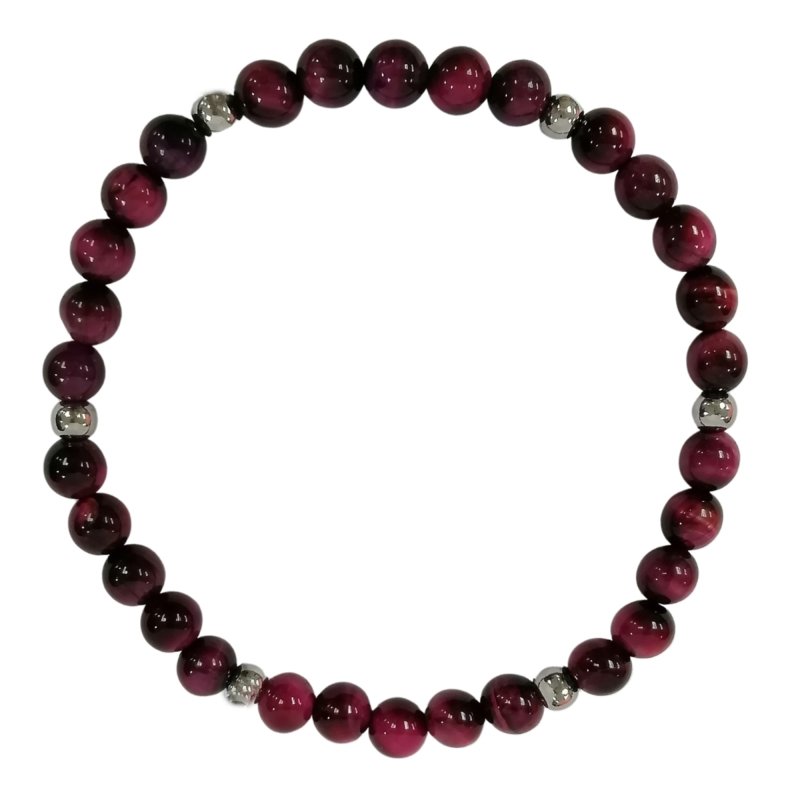 Pearlz Gallery Round Beads Maroon Tiger's Eye Bracelet - Bracelets & Bangles - British D'sire