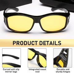 Polarised Night Driving Glasses for Men Women, Anti Glare HD Vision Nighttime Glasses Fit Over Prescription Eyewear,Yellow Tinted Lens Sunglasses For Driving Fishing Running - British D'sire