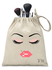 Pure Essence Greetings Personalised Makeup Pouch (Lashes & Pink Lips) - Makeup Tools & Organizer - British D'sire