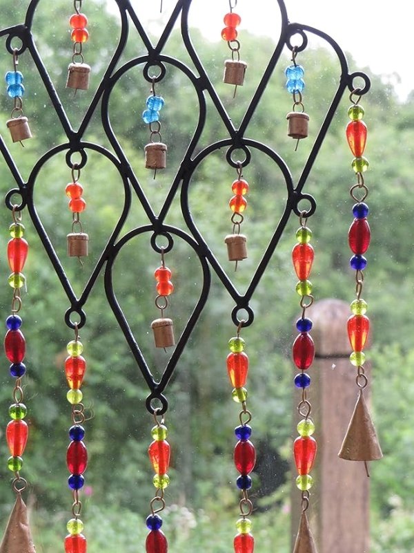 Purity Style Indian Metal Windchime with Coloured Beads and Bells for Indoor or Outdoors, Garden Windchime - British D'sire