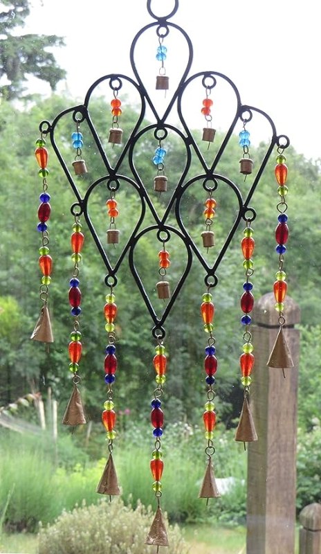 Purity Style Indian Metal Windchime with Coloured Beads and Bells for Indoor or Outdoors, Garden Windchime - British D'sire