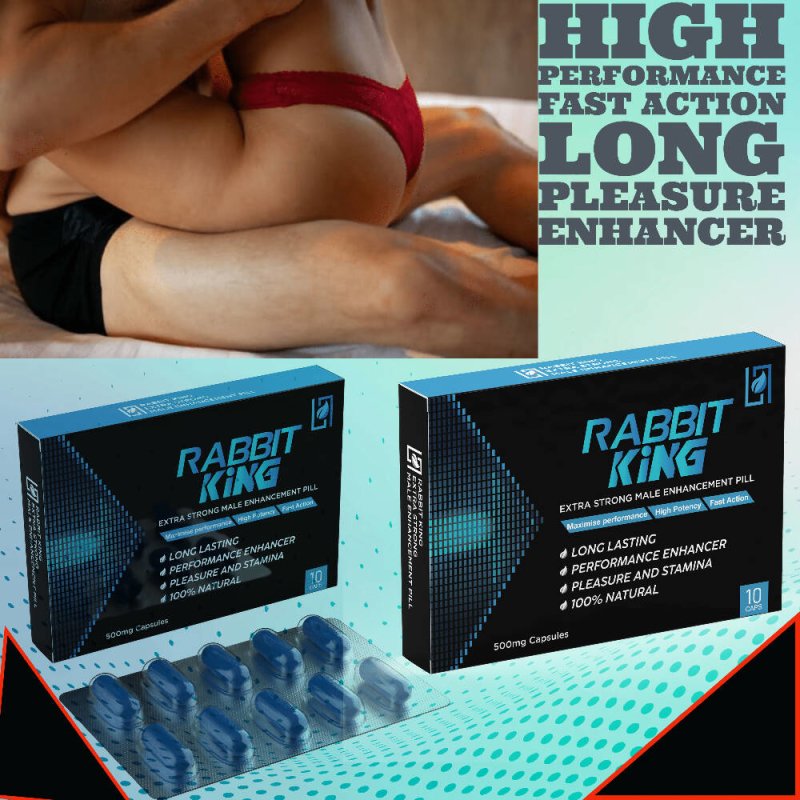 Rabbit King Male Performance Enhancer Extra Strong Fast Acton Supplement 10 Capsules 500mg - Sexual Health - British D'sire