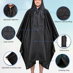 Rain Poncho Adult Waterproof Raincoat Reusable Emergency Poncho for Men Women with Hood for Hiking, Camping, Outdoor Activities Black - British D'sire