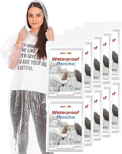 Rain Poncho | Waterproof Ponchos for Adults | Disposable Waterproof Poncho | Rain Coat Men's and Women's pack of 5 - British D'sire