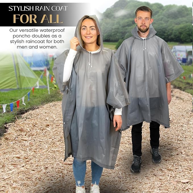 REDSTAR 2 Pack of Rain Poncho Waterproof Adult Raincoats Waterproof Rain Coats for Men or Ladies Raincoat Reusable Waterproof Poncho Festival Accessories Waterproof Ponchos Adults Rain Coat British D ...