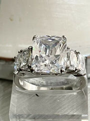 Jewellery Kingdom  Details about   Ladies cz ring emerald cut silver stainless steel anniversary cocktail sparkling