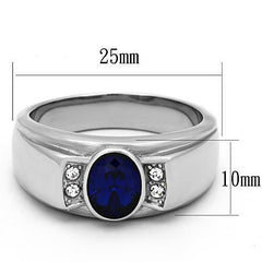 Jewellery Kingdom  Details about   Mens sapphire ring cz blue oval stainless steel cubic zirconia pinky signet 184