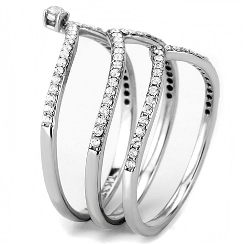 Jewellery Kingdom Ladies Wishbone Stacking Bands Engagement Ring Set (Silver) - Jewelry Rings - British D'sire