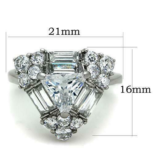 Jewellery Kingdom  Details about   Ladies Trillion ring cz 4 carat stainless steel triangle silver no tarnish 1527