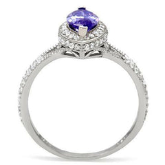 Jewellery Kingdom Ladies Tanzanite Marquise Cut Sterling Silver Cz 2 Carat Sparkling Ring