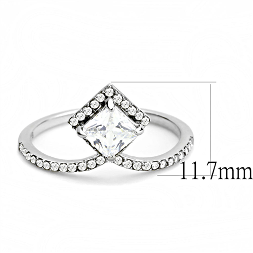 Jewellery Kingdom Cubic Zirconia Princess Cut Stainless Steel Silver Elegant Ladies Ring