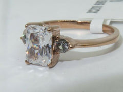 Jewellery Kingdom  Details about   Rose gold ring ladies emerald cut 150 carat steel clear sparkling dress new1589