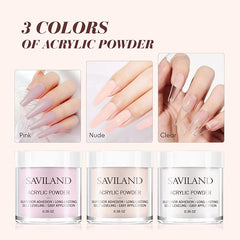 Saviland Acrylic Nail Kit ,Acrylic Powder- Acrylic Nail Kits Full Set For Beginners with 3 Colours Pink Nudes Clear Acrylic Nail Set,Professional Monomer Liquid acrylic powder System - British D'sire