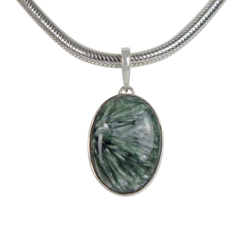 Simple Sterling Silver Seraphinite Pendant - Necklaces & Pendants - British D'sire