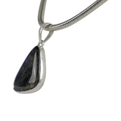 Simple Uncustomary Shape Beautiful Labradorite Set on Sterling Silver Open Back Bazel - Necklaces & Pendants - British D'sire