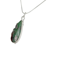 Sterling Silver Wrap Over Pendant Set With a Long Teardrop Chrysoprase Stone - Necklaces & Pendants - British D'sire