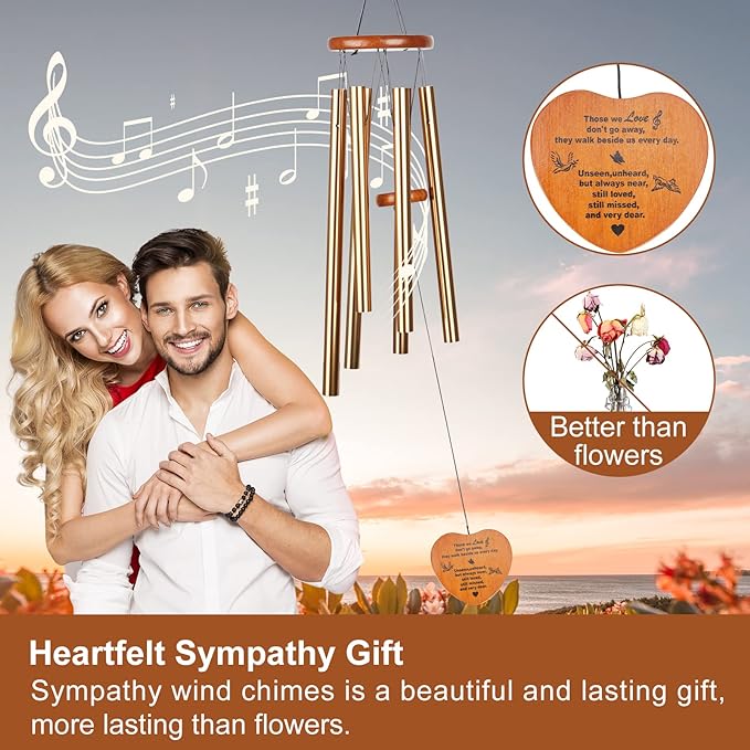 Sympathy 32" Memorial Wind Chimes for Loss of Loved One Prime, Meaningful Condolence Bereavement Rememberance Gifts for Loss of Father Mother Outdoor Deep Tone Wind Chimes Deco Garden - British D'sire