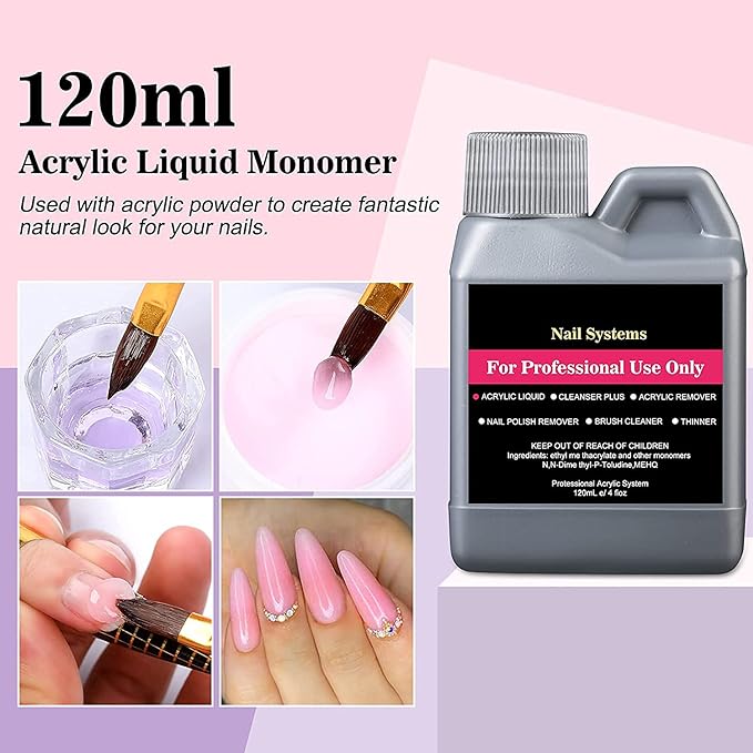 TEEROVA Nail Art Kit, 42 Acrylic Powder Liquid Brush Glitter Clipper Primer File Nail Art Tips Set Kit - British D'sire