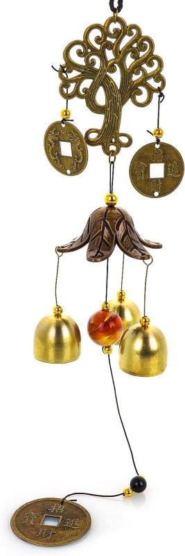 TIESOME Lucky Wind Chimes, 3 Bells Feng Shui Wind Bell with Lanyard for Good Luck Home Garden Hanging Decoration Gift - British D'sire