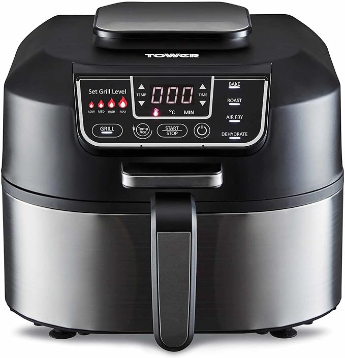 Tower T17086 Vortx 5 in 1 Air Fryer and Grill with Crisper, 5.6L, Black - British D'sire