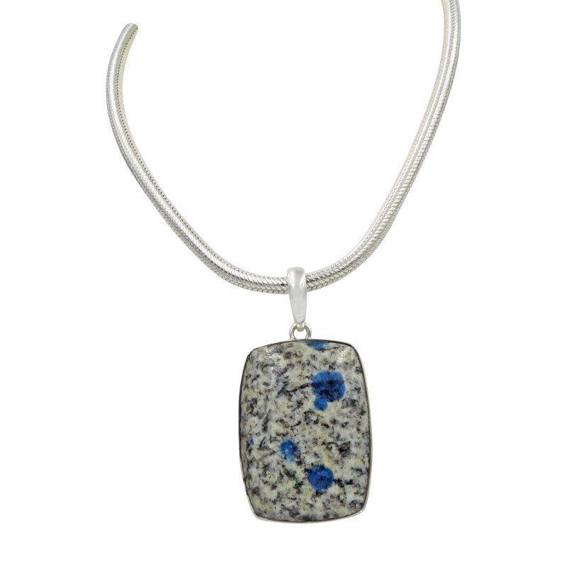 Very Beautiful Rectangular K2 Jasper Statement Pendant in Open Back Bazel Setting - Necklaces & Pendants - British D'sire