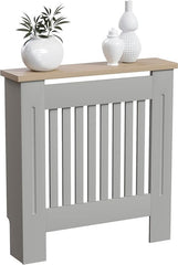 Vida Designs Arlington Radiator Cover Grey Modern Painted MDF Cabinet, Slats, Grill, Wood Top Shelf, Large (H: 83.3 / W: 152 / D: 19 cm) - British D'sire