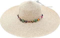 Womens Wide Brim Straw Hat Floppy Foldable Roll up Cap Beach Sun Hat UPF 50+ - Womens Headwear - British D'sire