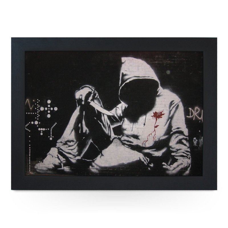 Yoosh Banksy Hooded Man With Knife Lap Tray - Kitchen Tools & Gadgets - British D'sire