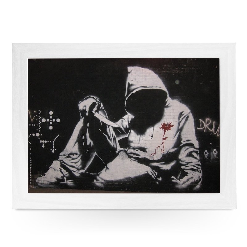 Yoosh Banksy Hooded Man With Knife Lap Tray - Kitchen Tools & Gadgets - British D'sire