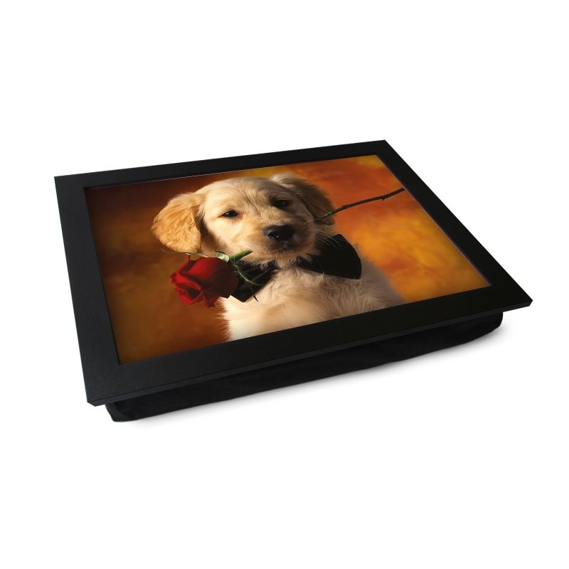 Yoosh Golden Retriever Puppy With Rose Lap Tray - L0374 - Kitchen Tools & Gadgets - British D'sire