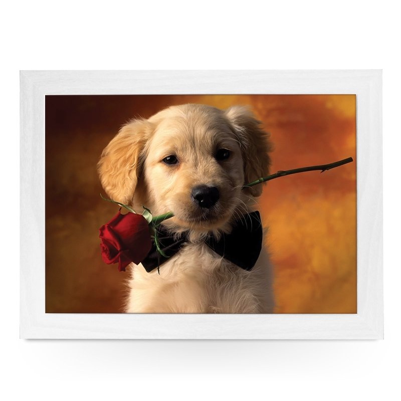 Yoosh Golden Retriever Puppy With Rose Lap Tray - L0374 - Kitchen Tools & Gadgets - British D'sire