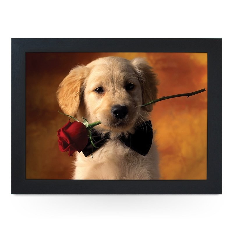 Yoosh Golden Retriever Puppy With Rose Lap Tray - L0374 - Kitchen Tools & Gadgets - British D'sire