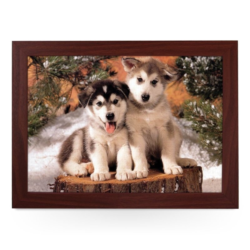 Yoosh Husky Puppies On Tree Stump Lap Tray - L0371 - Kitchen Tools & Gadgets - British D'sire