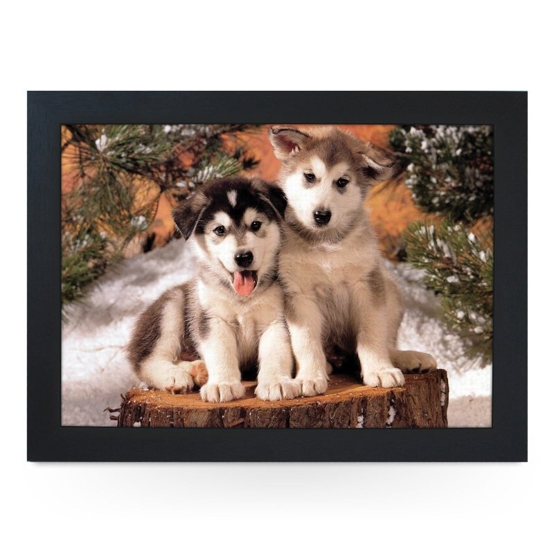 Yoosh Husky Puppies On Tree Stump Lap Tray - L0371 - Kitchen Tools & Gadgets - British D'sire