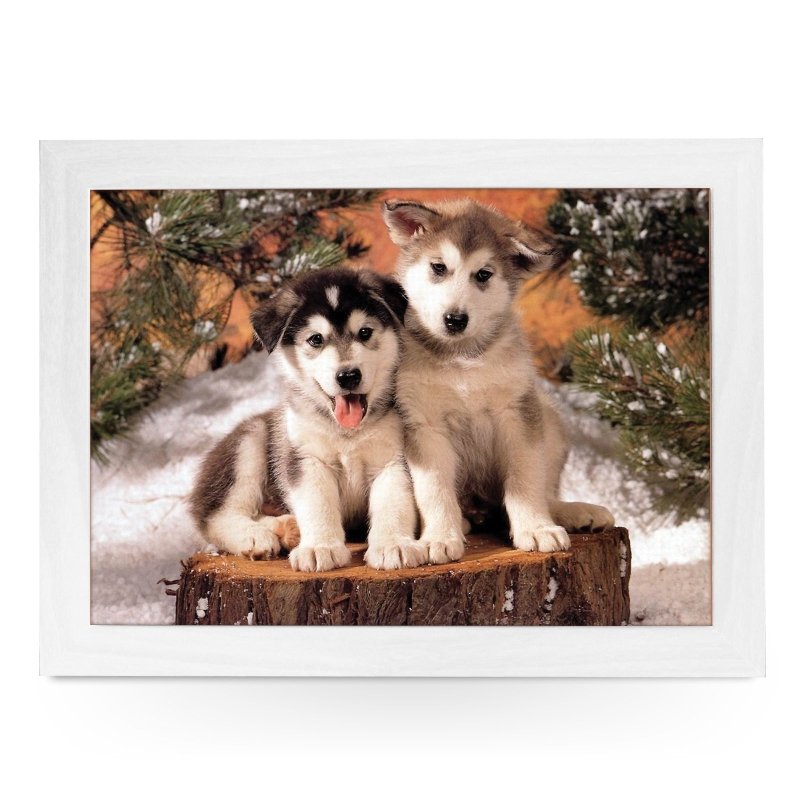 Yoosh Husky Puppies On Tree Stump Lap Tray - L0371 - Kitchen Tools & Gadgets - British D'sire