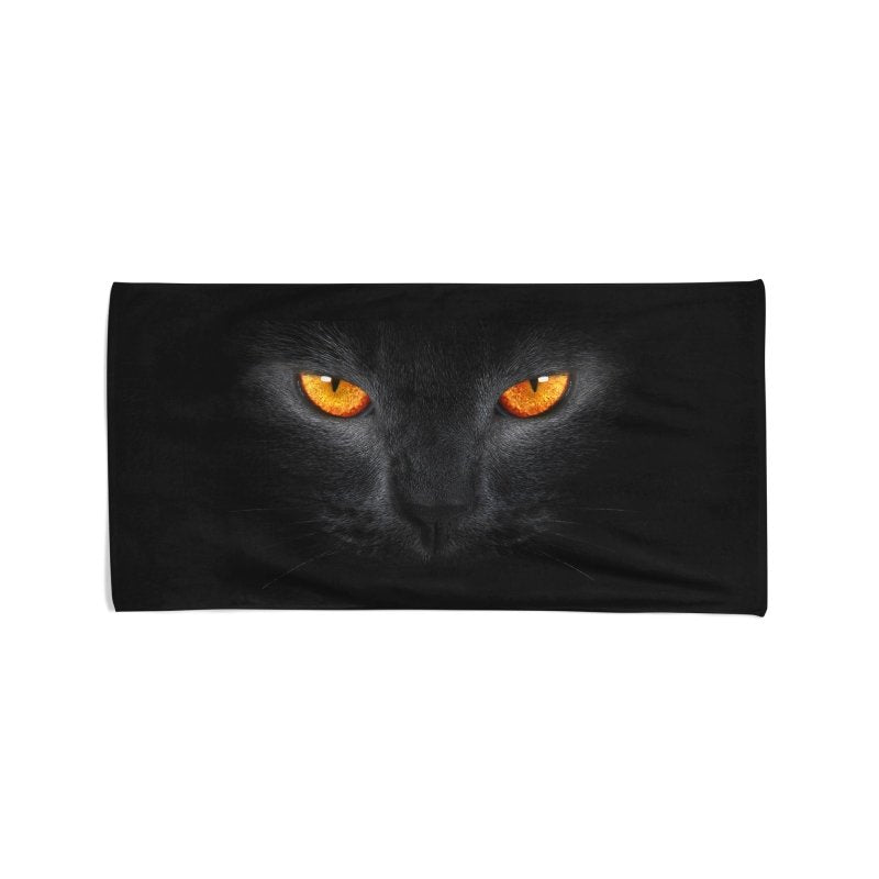 Yoosh Orange Eyed Black Cat - Beach Towel - Towels - British D'sire