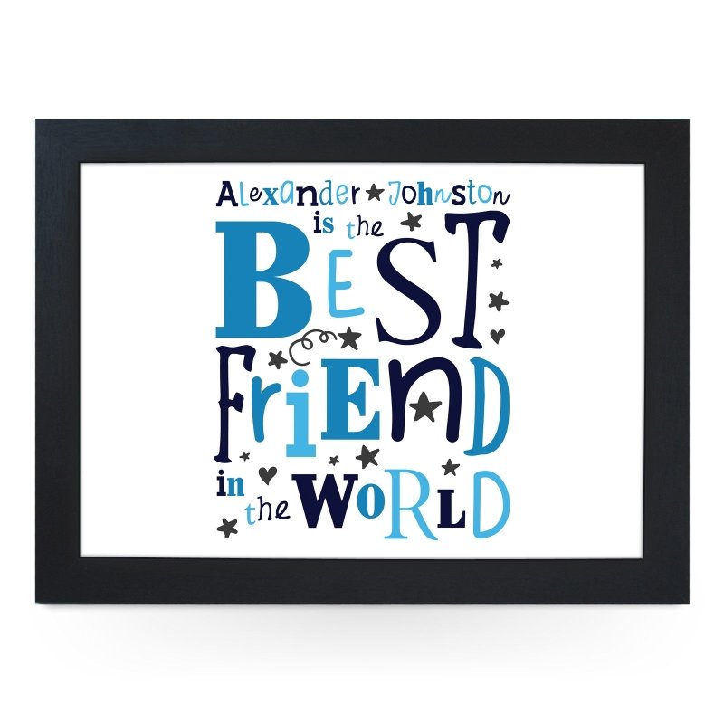 Yoosh Personalised Best Friend In The World Blue Lap Tray - L0485 - Kitchen Tools & Gadgets - British D'sire