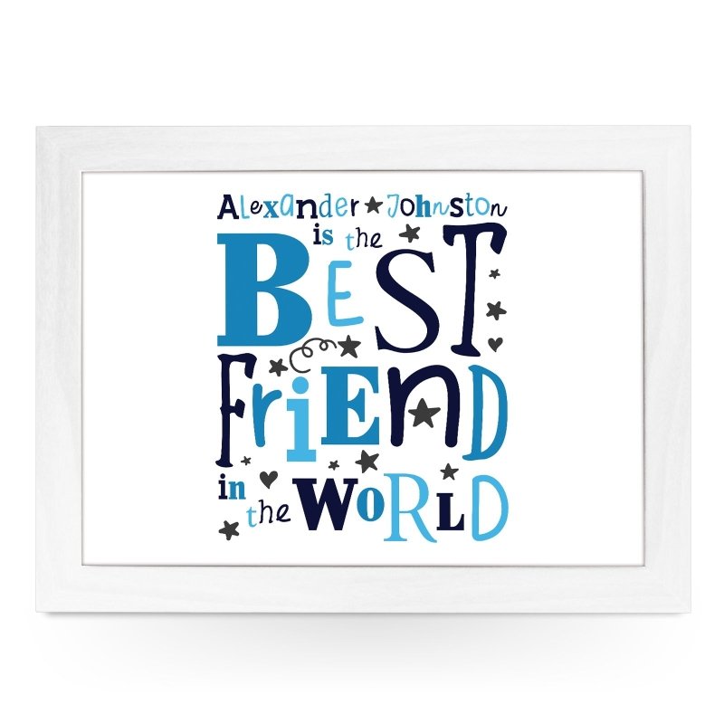 Yoosh Personalised Best Friend In The World Blue Lap Tray - L0485 - Kitchen Tools & Gadgets - British D'sire