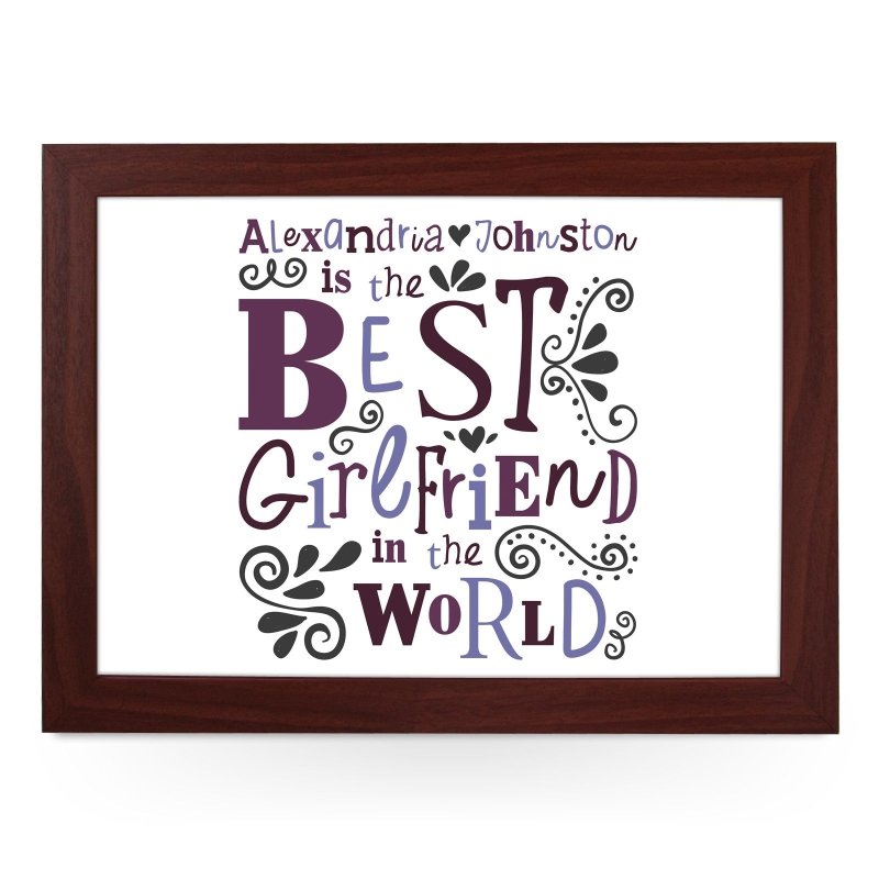 Yoosh Personalised Best Girlfriend In The World Lap Tray - L0487 - Kitchen Tools & Gadgets - British D'sire