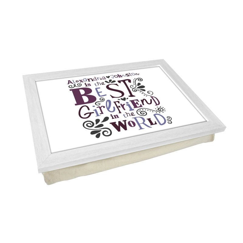 Yoosh Personalised Best Girlfriend In The World Lap Tray - L0487 - Kitchen Tools & Gadgets - British D'sire