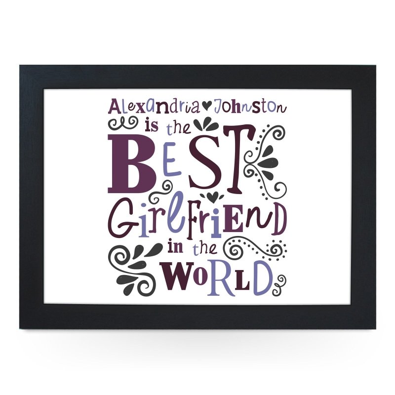 Yoosh Personalised Best Girlfriend In The World Lap Tray - L0487 - Kitchen Tools & Gadgets - British D'sire