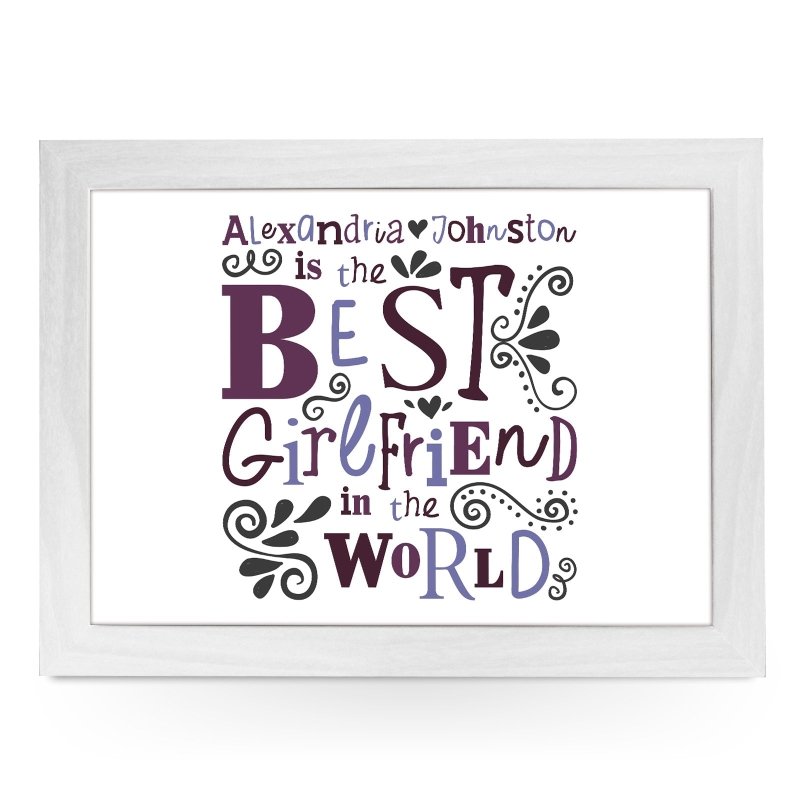 Yoosh Personalised Best Girlfriend In The World Lap Tray - L0487 - Kitchen Tools & Gadgets - British D'sire