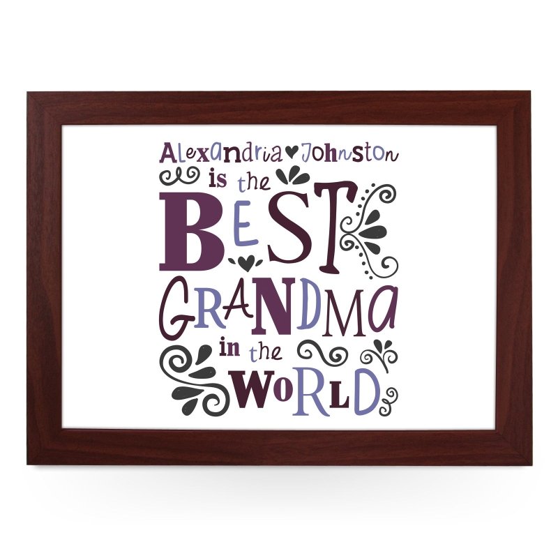 Yoosh Personalised Best Grandma In The World Lap Tray - L0489 - Kitchen Tools & Gadgets - British D'sire